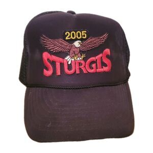 Vintage Sturgis 2005 Bike Rally Trucker Hat Eagle Mesh Snapback Y2K Black